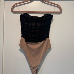 Nookie Black and Beige Bodysuit